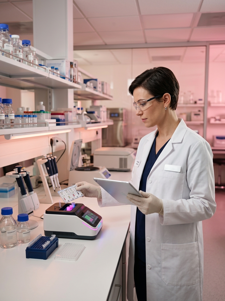 Tulip Diagnostics medical scientist analyzing in-vitro diagnostic test results