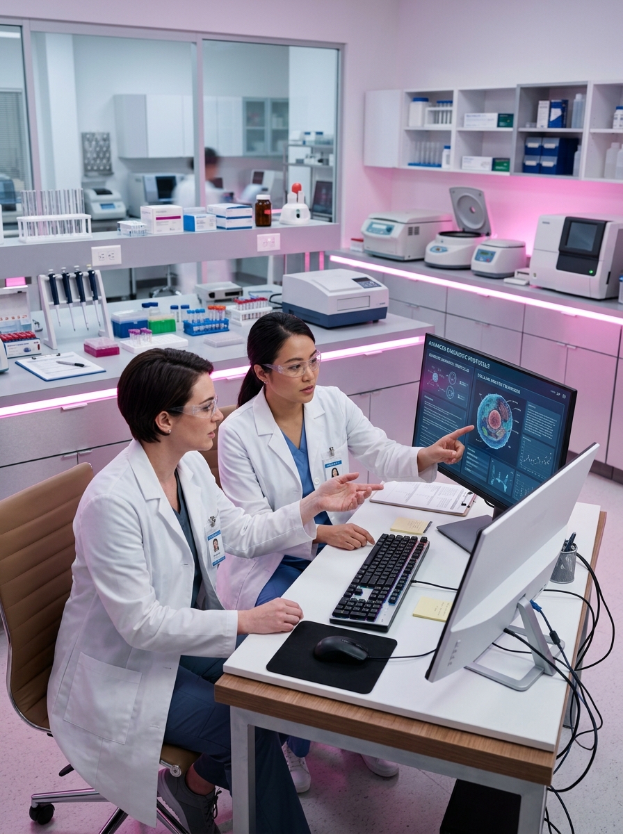 Tulip Diagnostics associates engaged in computer-based e-learning training